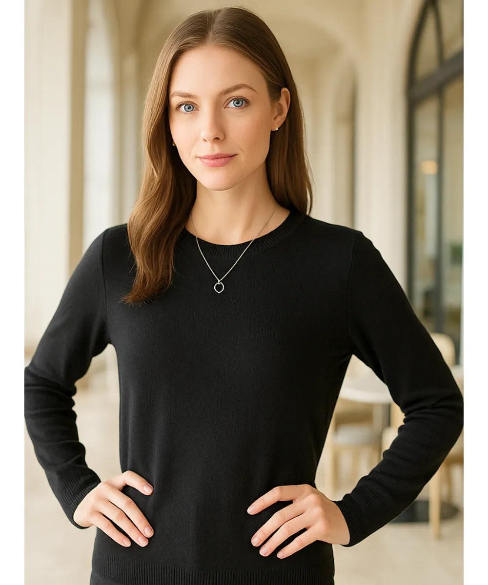 Blusa Feminina de Malha de Lã com Cashmere Manga Longa | Kalif