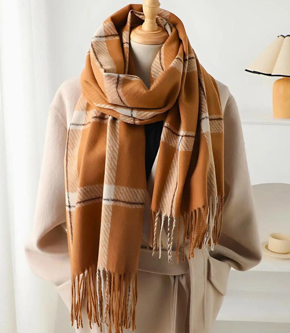 Cachecol Feminino Xadrez Grosso Inverno