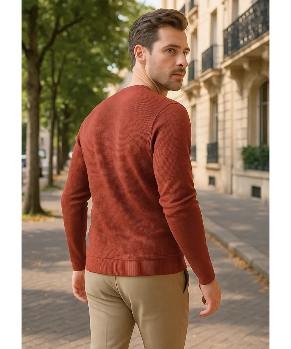 Blusa Masculina Manga Longa Malha Waffle Casual | Pierre