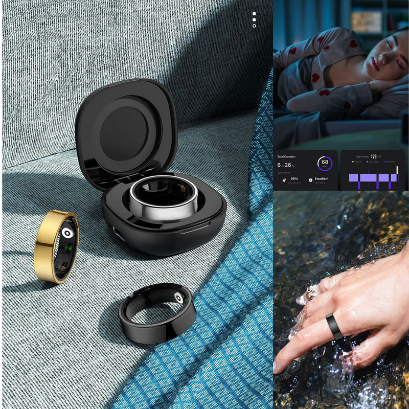 Anel Health Monitor – Acompanhe Sua Saúde 24h: Calorias, Sono, Batimentos, SpO₂ e Pressão Arterial com Estilo e Discrição