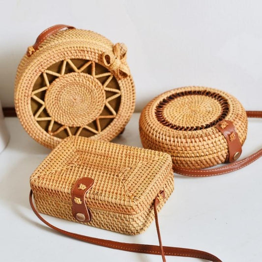 Bolsa de Palha Redonda Rattan
