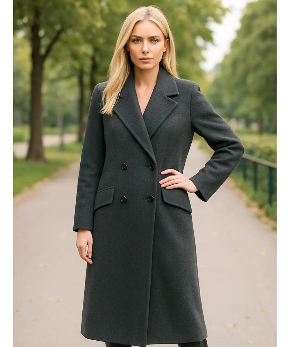 Sobretudo Feminino Longo em Lã Batida Elegante | Leika