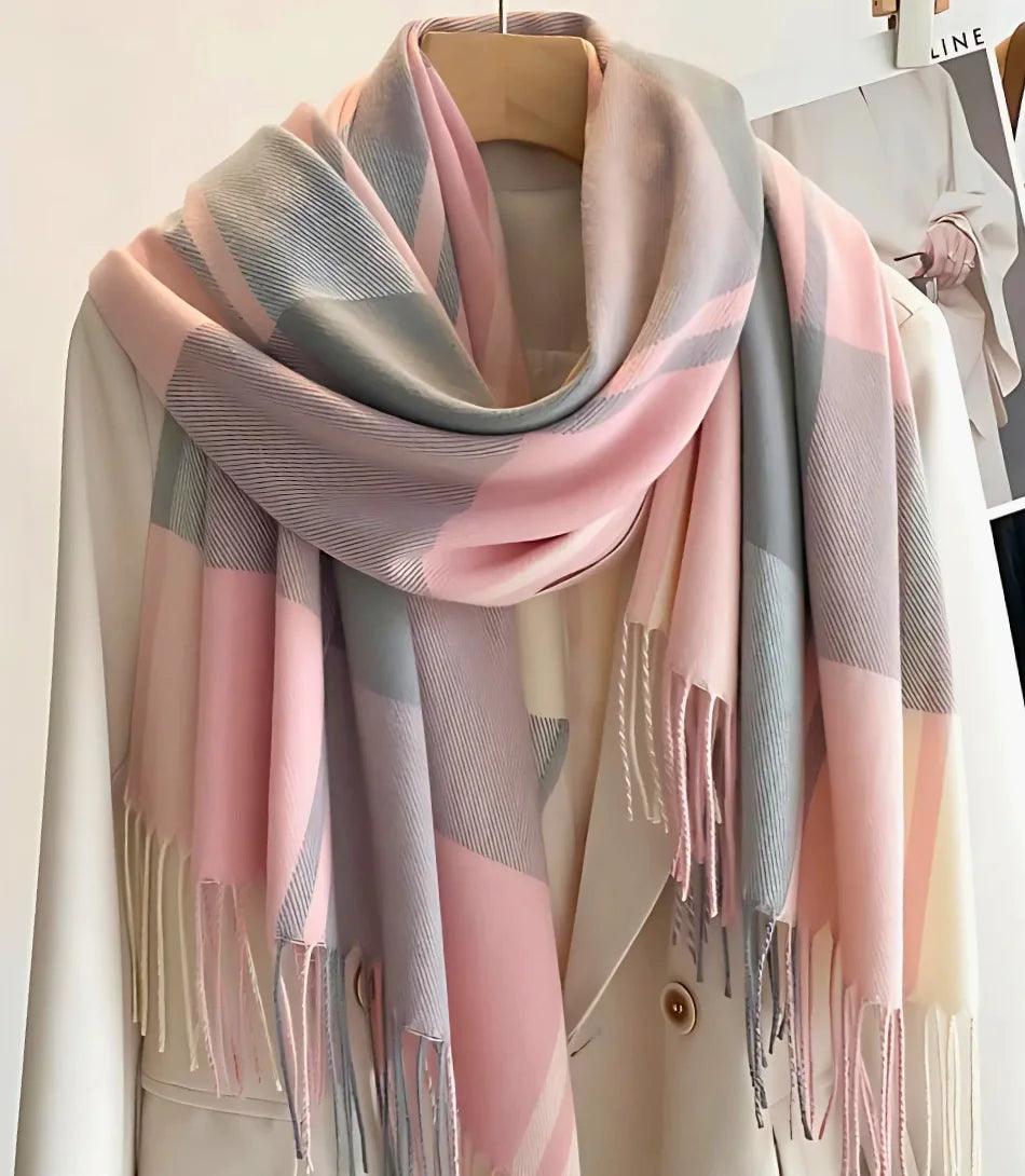 Cachecol Feminino Xadrez Grosso Inverno