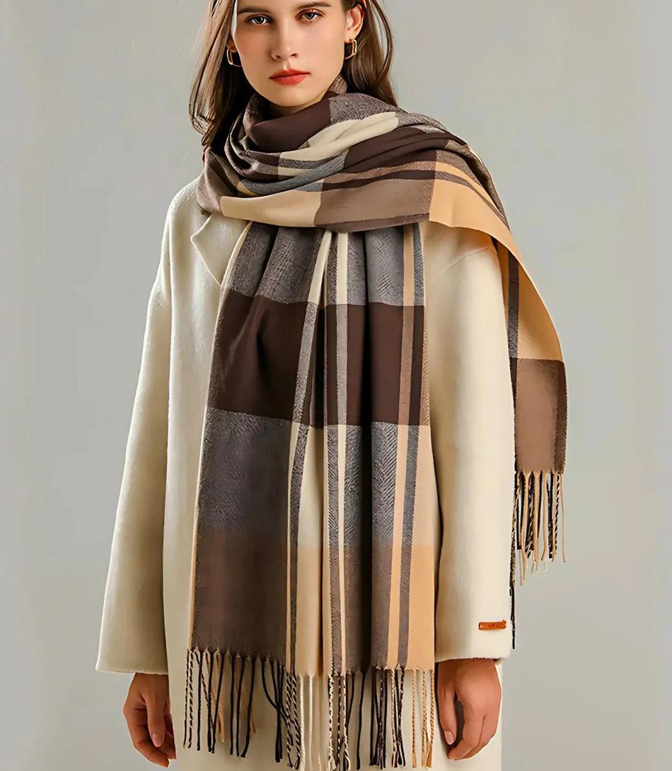 Cachecol Feminino Xadrez Grosso Inverno