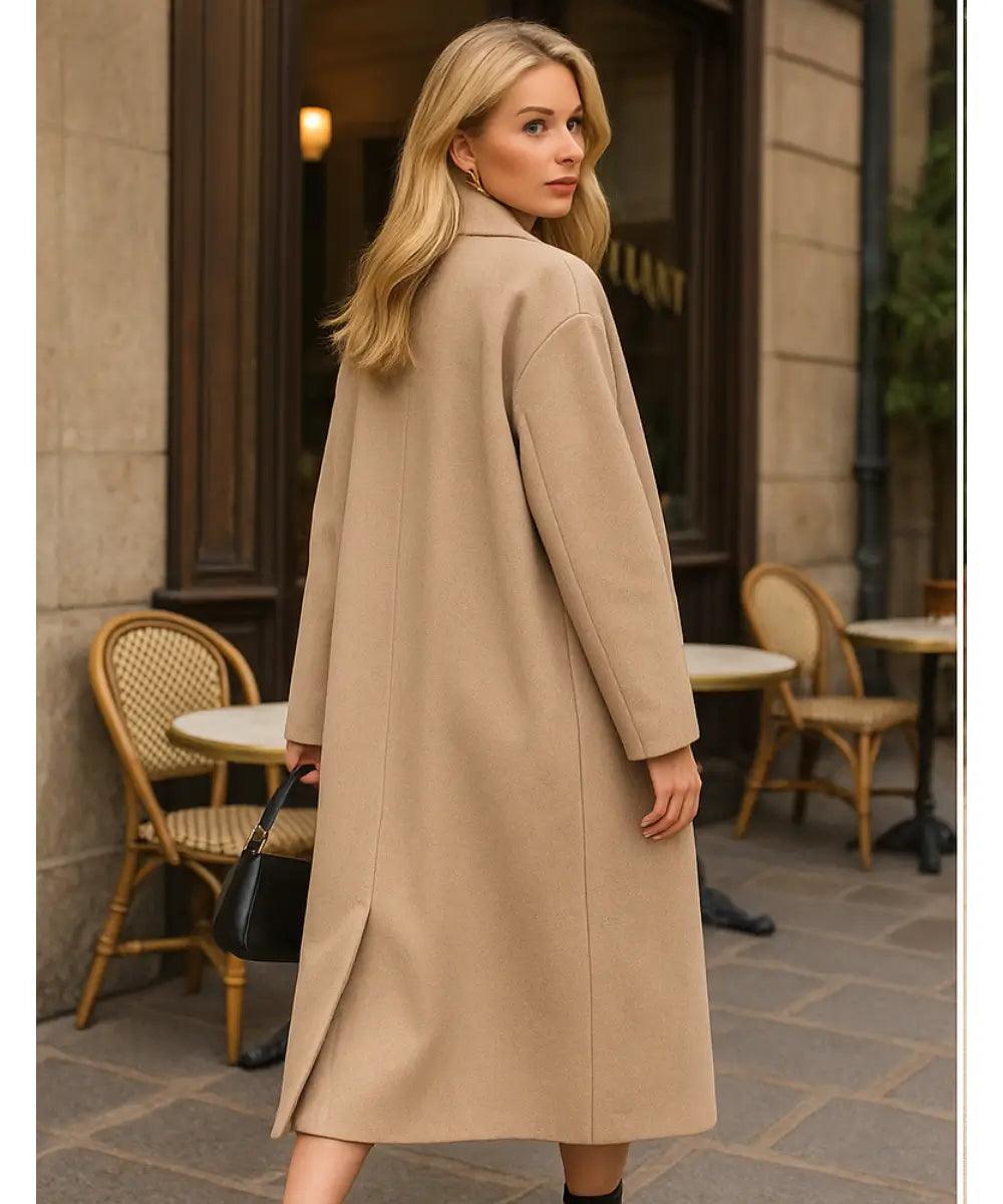 Sobretudo Feminino Longo em Lã Batida Elegante | Leika