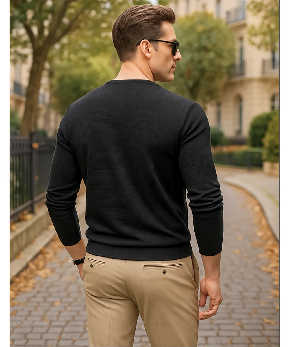 Blusa Masculina Manga Longa Malha Waffle Casual | Pierre