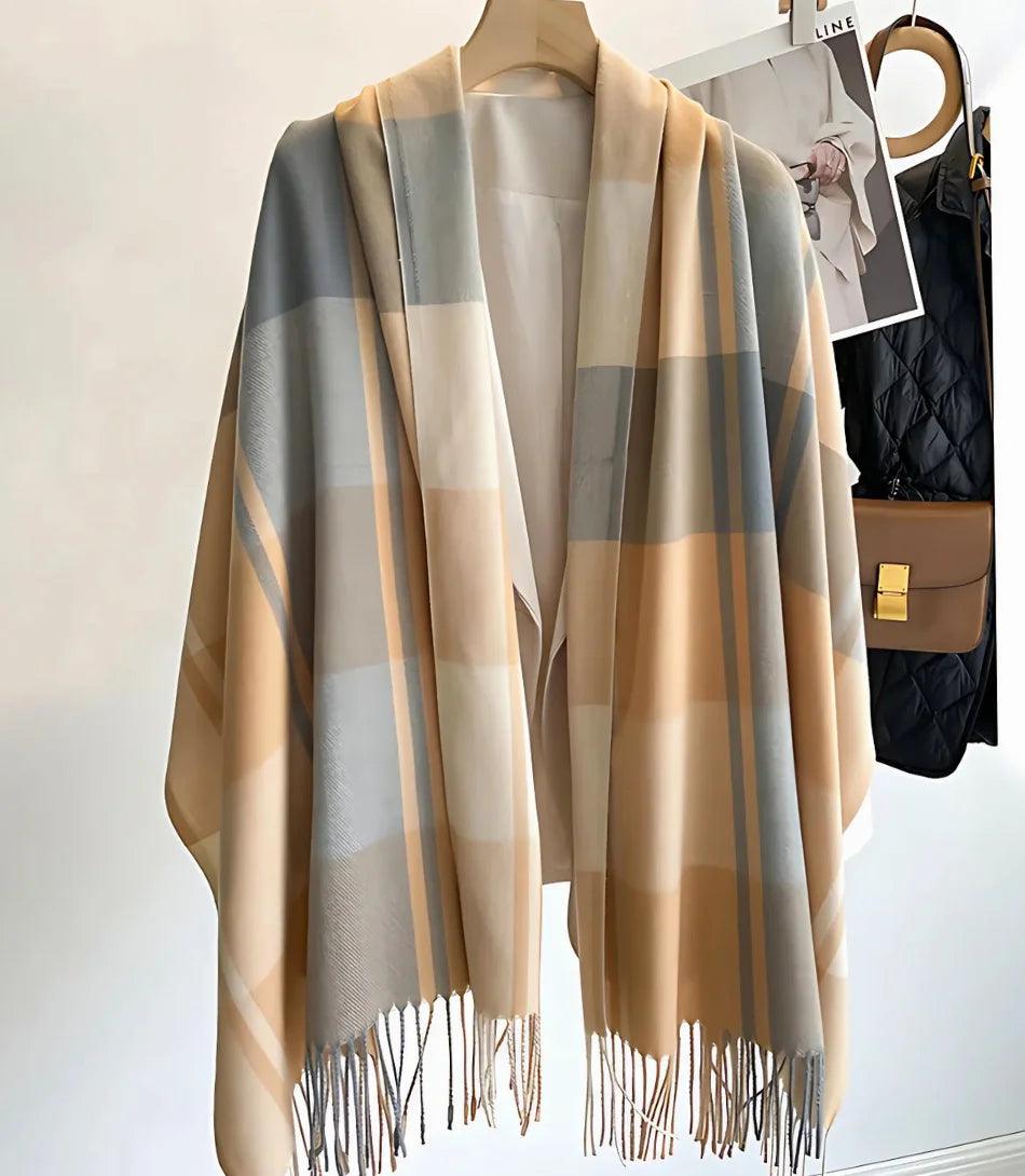 Cachecol Feminino Xadrez Grosso Inverno