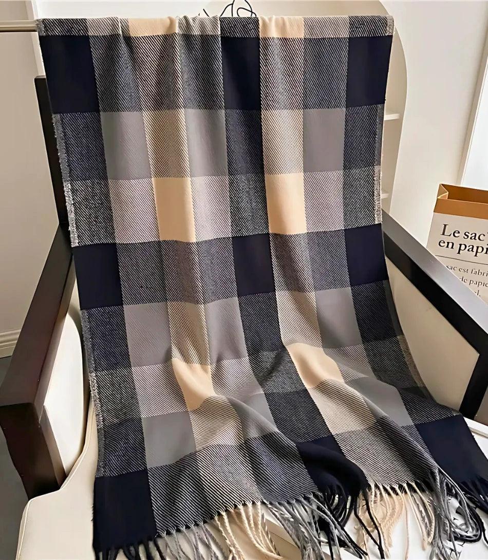Cachecol Feminino Xadrez Grosso Inverno