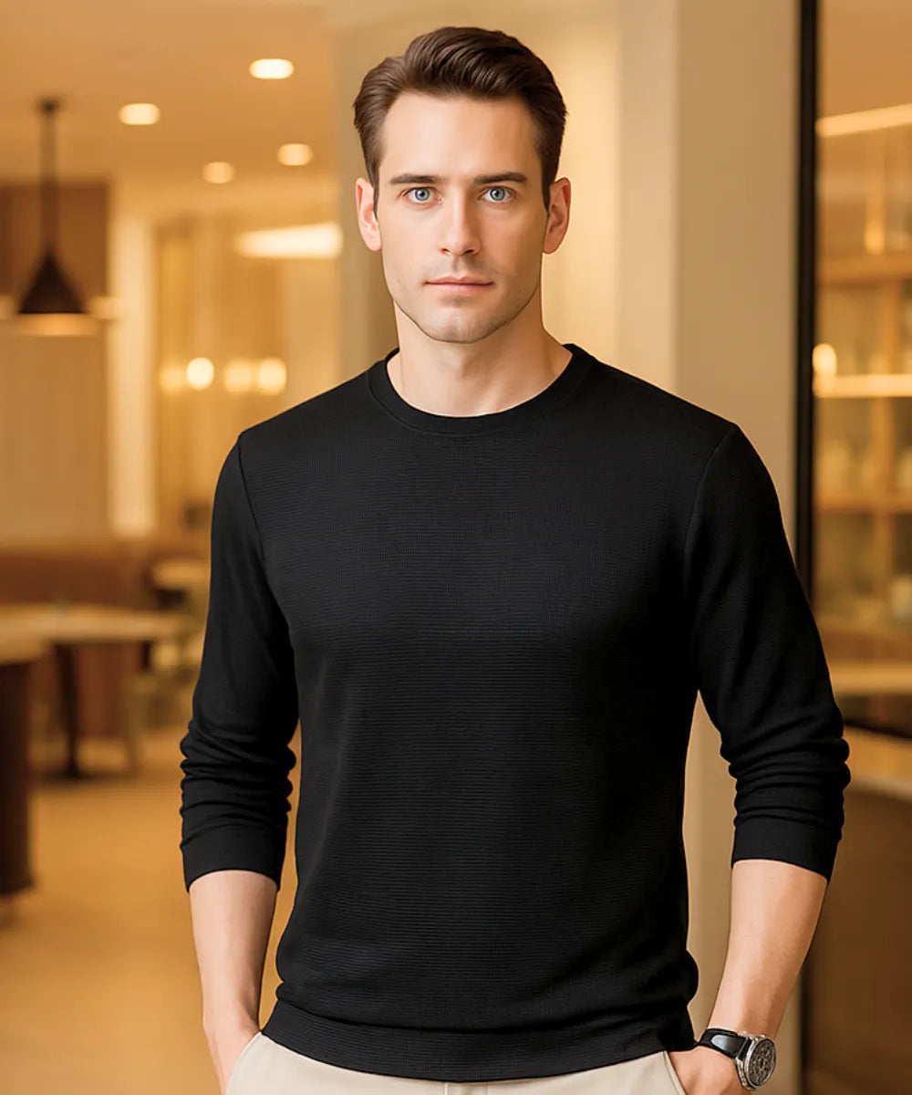 Blusa Masculina Manga Longa Malha Waffle Casual | Pierre