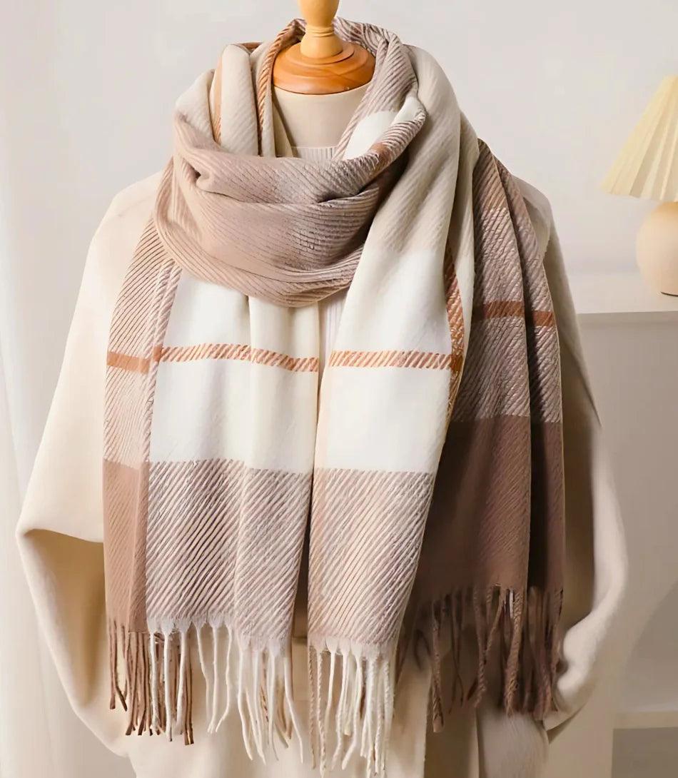 Cachecol Feminino Xadrez Grosso Inverno