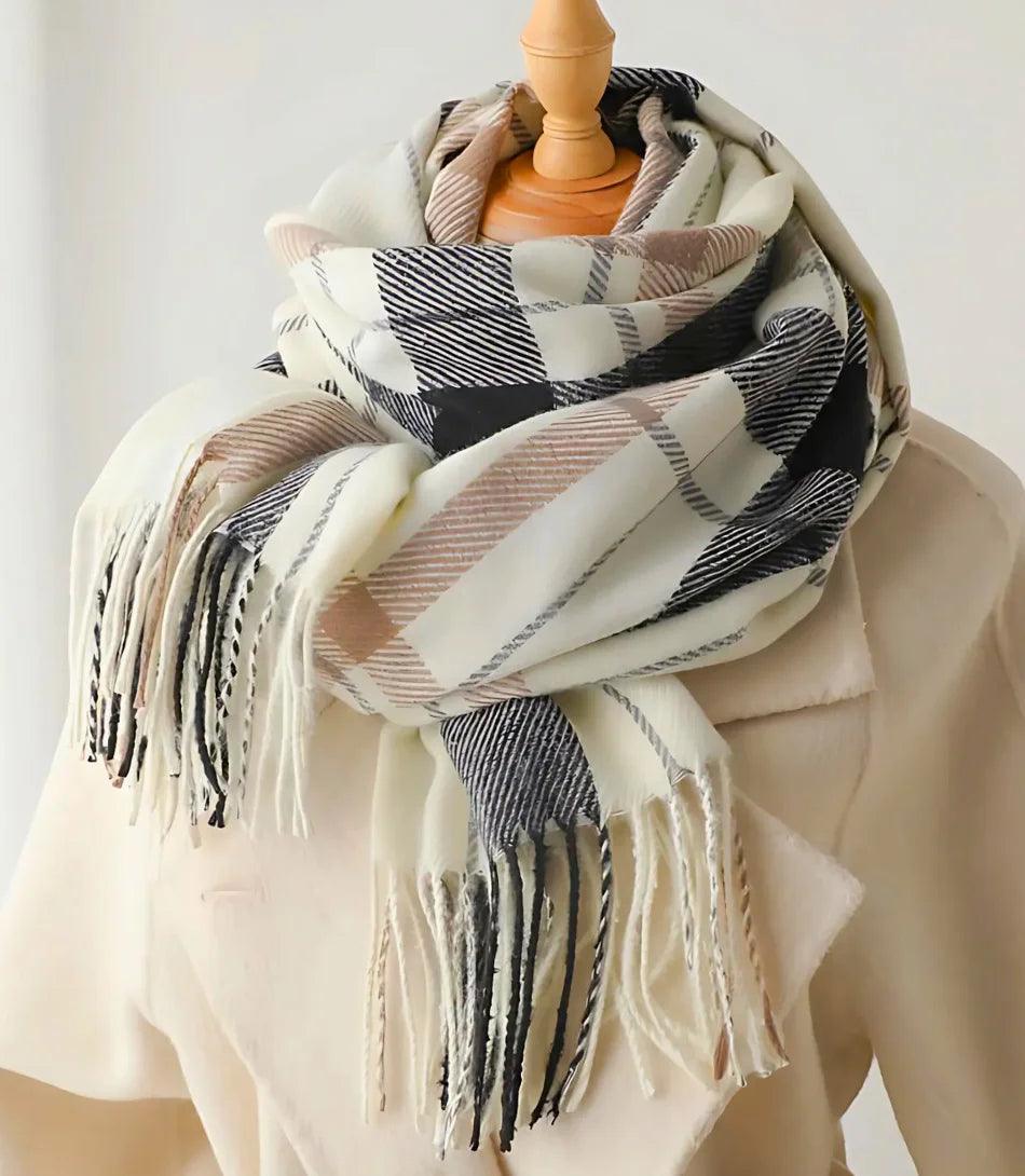 Cachecol Feminino Xadrez Grosso Inverno